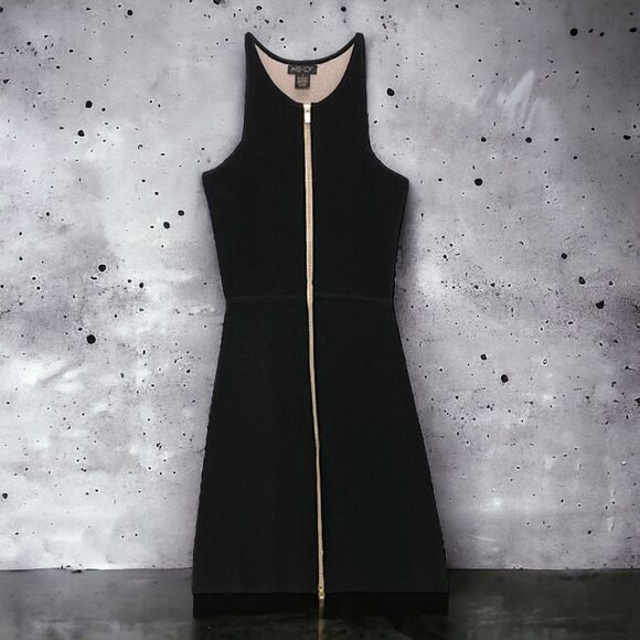 AS by DF Bound Zipper Front Dress, Black w/ Gold Zipper, Size Medium - Picture 2 of 8